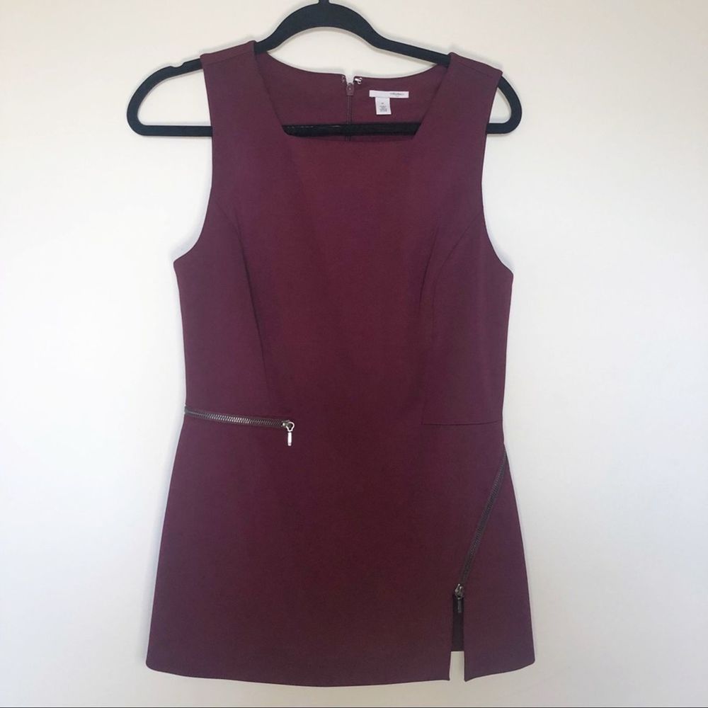 Halogen Maroon Zipper Detail Sleeveless Blouse